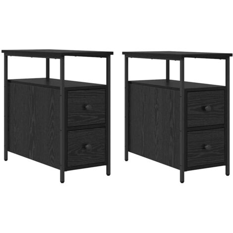 Lot de 2 Cabinet de chevet，Table de chevet，Table de nuit avec tiroir Chêne noir 30 x 60 x 60 cm CFW475576