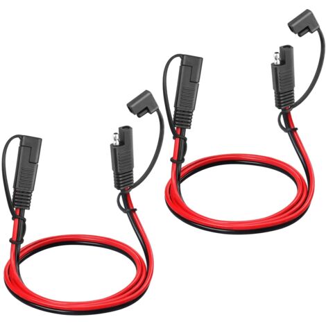 Lot de 2 Câble Extension SAE Vers SAE 10AWG, Connecteur Rapide Étanche 60CM, Pour Batterie 12V Véhicule