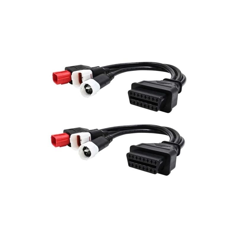 SNQ - Lot de 2 câbles adaptateur pour scanner de moto Plug and Play 3 broches 4 broches pour Yamaha 6 broches pour Honda vers 16 broches obd 2 câble