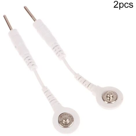 Lot de 2 câbles de connexion pour électrodes, connecteur mâle 2,0 mm, connecteur à pression 3,5 mm, utilisés pour appareils de massage TENS/EMS 05634-AquaForge
