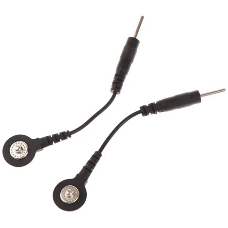 Lot de 2 câbles de connexion pour électrodes, connecteur mâle 2,0 mm, connecteur à pression 3,5 mm, utilisés pour appareils de massage TENS/EMS 05746-AquaForge