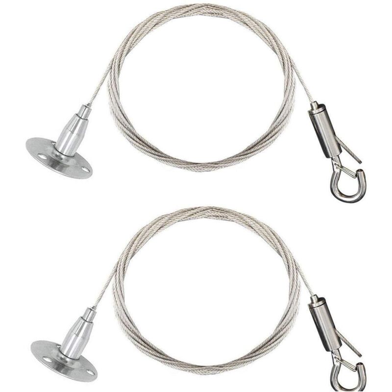Largeight - Lot de 2 câbles en acier inoxydable avec serrage automatique - Crochet à verrouillage suspendu et disque - Pour suspendre soi-même une