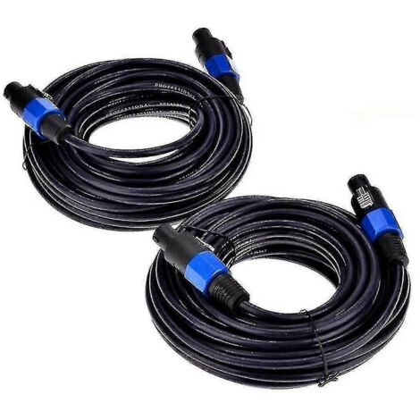 Lot de 2 câbles Speakon mâles vers Speakon de 7,6 m (25 pi), câble audio de calibre 12 AWG