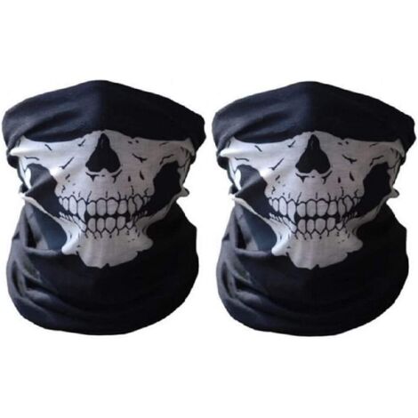 Lot de 2 cache-cou de moto avec motif tête de mort - Masque à moitié le visage