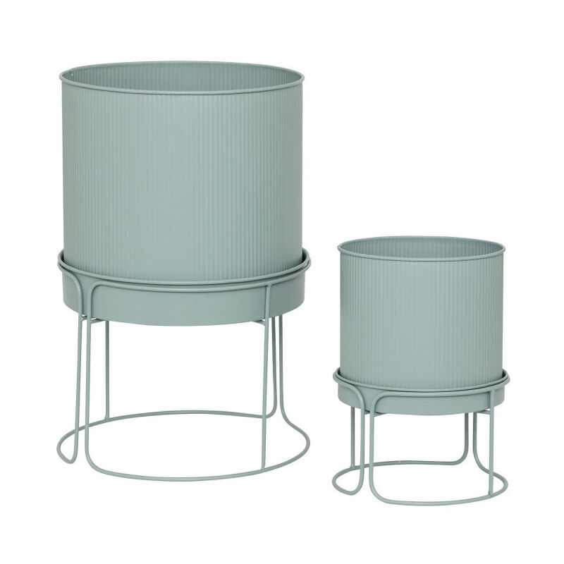 Lot de 2 Cache-Pots en Métal 'Aze' 44cm Vert Céladon