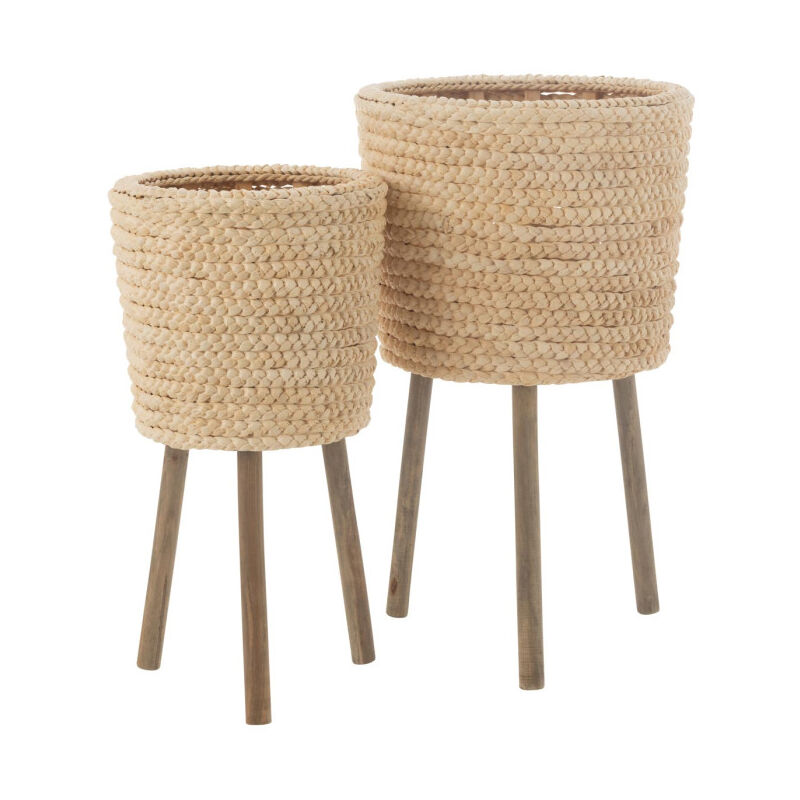 Lot de 2 Cache-Pots 'Feuilles de Maïs' 68cm Naturel