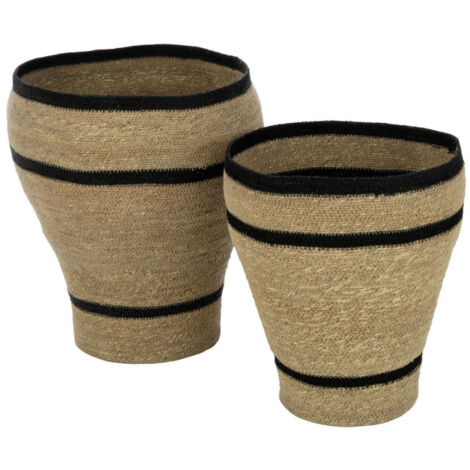 Lot de 2 Cache-Pots Paniers Lignes "Herbes Marines" 45cm Naturel