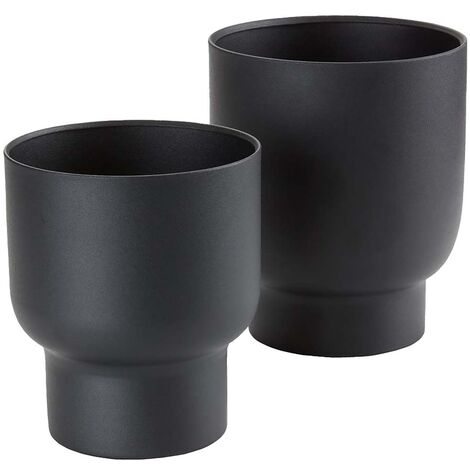 Lot de 2 cache-pots ronds 14 et 16 cm en métal noir