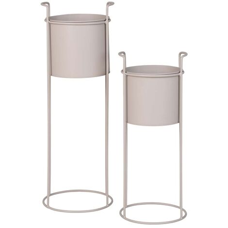 Lot de 2 cache-pots ronds 18 et 21,5 cm en acier sable