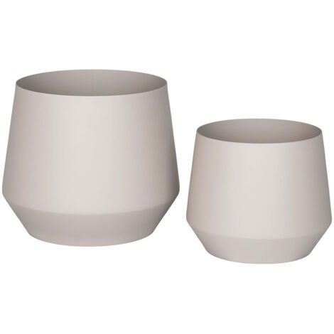 Lot de 2 cache-pots ronds 20 et 16 cm en métal sable