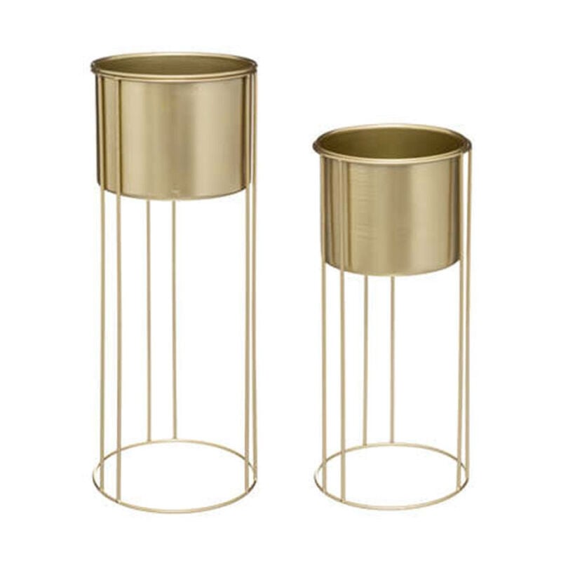 Lot de 2 Cache-Pots sur Pied "Artif" 58cm Or