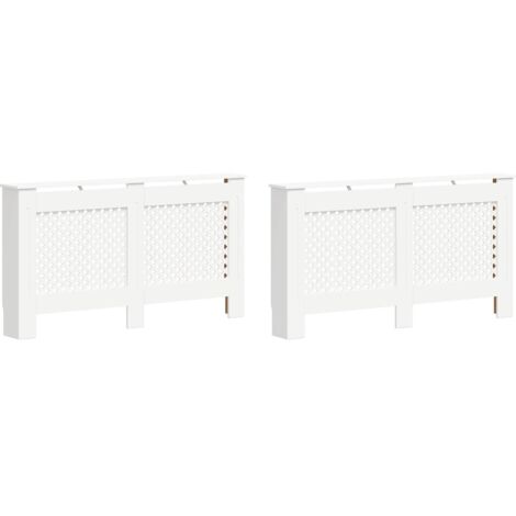 Lot de 2 Cache radiateurs Contemporain - Couverture de Radiateur Blanc 152x19x81,5 cm MDF Chic-725004