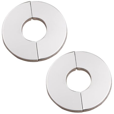 Lot de 2 cache-robinets en acier inoxydable chromé pour trou de 42 mm