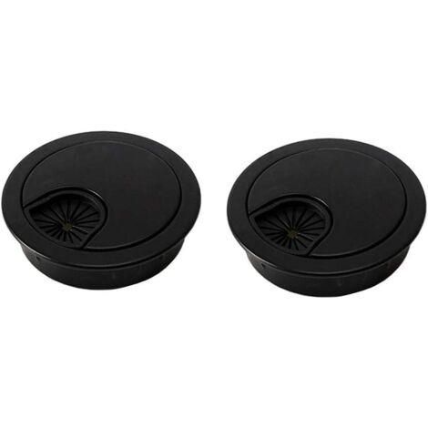 Lot de 2 cache-trous pour câble de 60 mm Noir