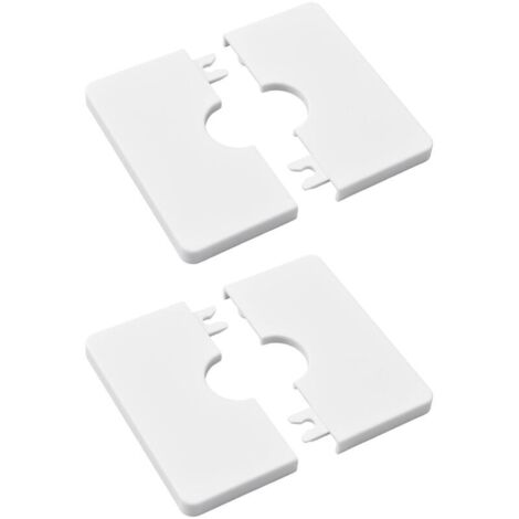 Lot de 2 cache-tuyaux carrés autocollants en plastique ABS pour tuyau de douche de 22 mm de diamètre (blanc)