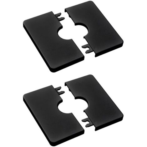 Lot de 2 cache-tuyaux carrés autocollants en plastique ABS pour tuyau de douche de 22 mm de diamètre (noir)