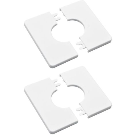 Lot de 2 cache-tuyaux carrés autocollants en plastique ABS pour tuyau de douche de 32 mm de diamètre (blanc)