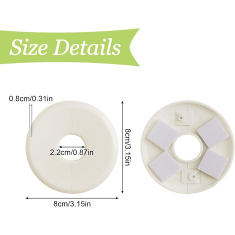 Lot de 2 Cache-tuyaux, Plastique, Diamètre 22 mm, Adhésif, Blanc crème, Salle de bain