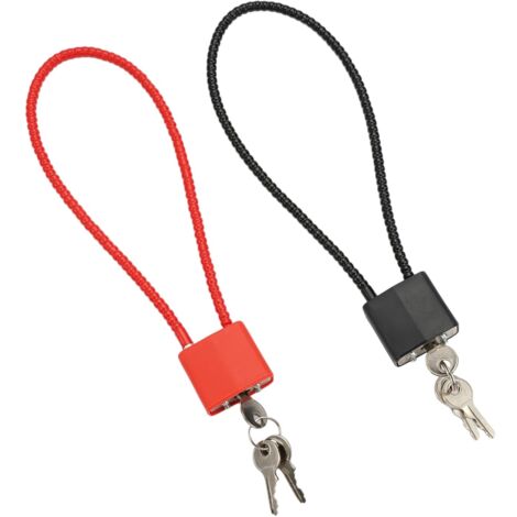 Lot de 2 cadenas à câble avec clés, serre-câbles malléables pour portail, vélo, casier, salle de sport, cordes antivol noires et rouges