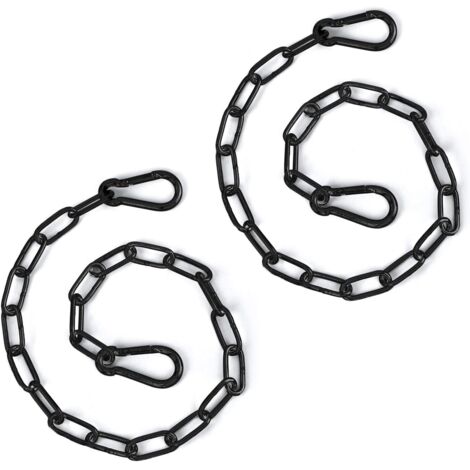 Lot de 2 cadenas à chaîne pour portail, chaîne en acier inoxydable de 51 cm avec mousquetons pour clôtures extérieures, cages pour animaux, accessoires pour chèvres et vaches (noir)-AquaForge