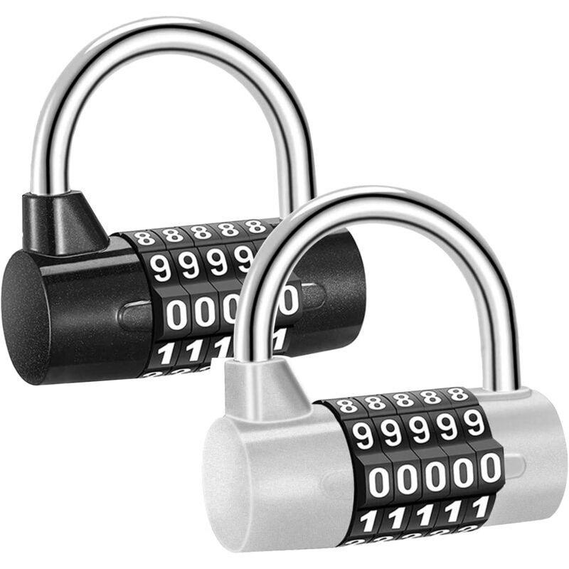 Tigrezy - Lot de 2 cadenas à combinaison à 5 chiffres - Cadenas avec code numérique pour la gym, le rangement et le rangement