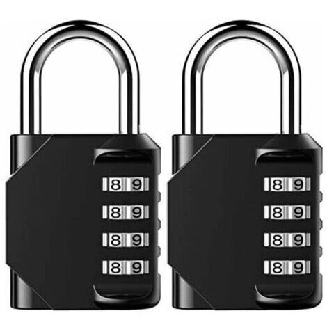 Lot de 2 cadenas à combinaison - Cadenas anti-rouille à 4 chiffres - Résistant aux intempéries - Idéal pour les vestiaires à l'école, à la salle de gym, les armoires, les boîtes à outils