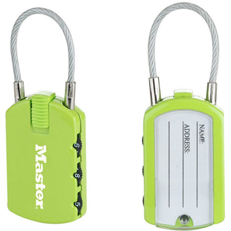 Master Lock – Lot de 2 cadenas à combinaison 3 chiffres – Corps en zinc – Câble en acier avec protection vinyle – Dimensions 30 mm