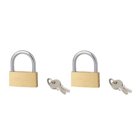 Lot de 2 cadenas BASIC à clé, base 32 mm, anse acier, s'entrouvrant, 2 clés/cad. - SP