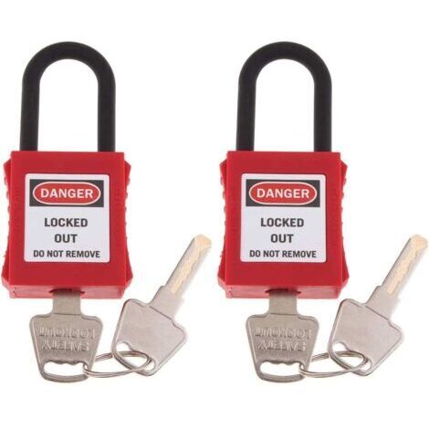 Lot de 2 cadenas de sécurité rouges en plastique d'ingénierie avec étiquette d'isolation énergétique