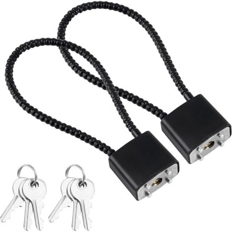 Lot de 2 Cadenas en Corde d'acier, Cadenas à Câble avec Clés, Verrous Antivol pour Vélos, Casiers, Boîtes à Outils