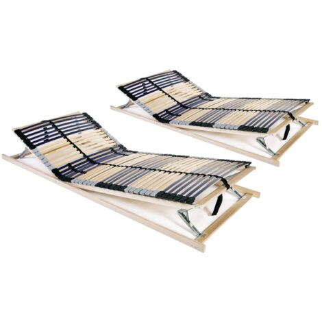Lot de 2 Cadre à lattes pour Lit adulte,Sommiers à Lattes avec 42 lattes 7 zones 90x200 cm -BVN99870