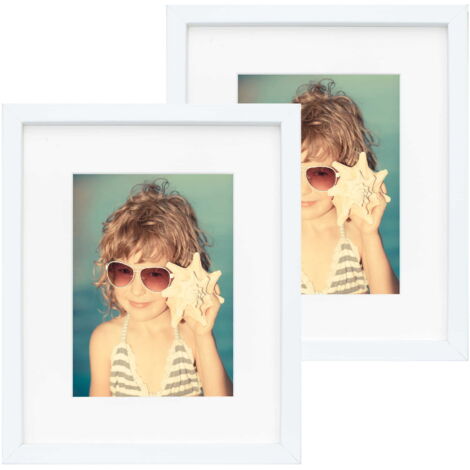 Lot de 2 cadres photo basiques 20x25 avec passe-partout 13x18 blanc