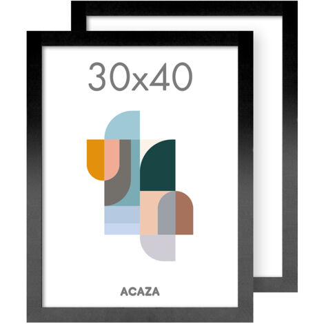 Lot de 2 cadres photo Madison - 30x40 cm - cadres photo en bois MDF - noir