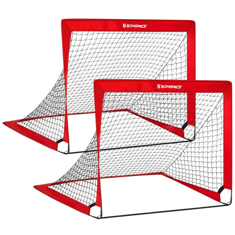 Helloshop26 - Lot de 2 cage de football pour enfants pliable filet de football montage rapide pour jardin cours cadre en fibre de verre tissu oxford