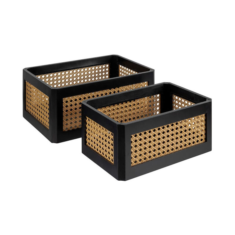 Lot de 2 Cagettes Cannage 'Family Corner' 35cm Noir