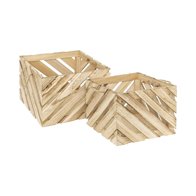 Lot de 2 Caisses en Bois 'Sulei' 37cm Naturel