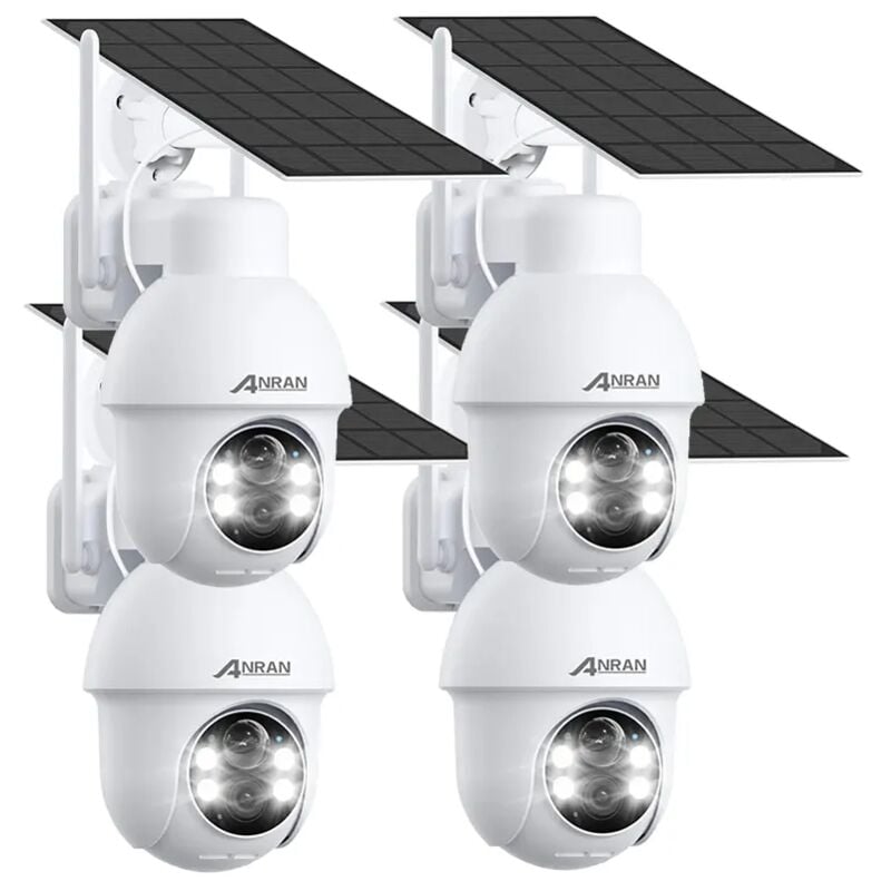 Lot de 4 Caméra de Surveillance Exterieure wifi 2.4Ghz 3MP sans Fil Solaire, Alarme Sonore, Audio Bidirectionnel, Détection pir, Vision Nocturne