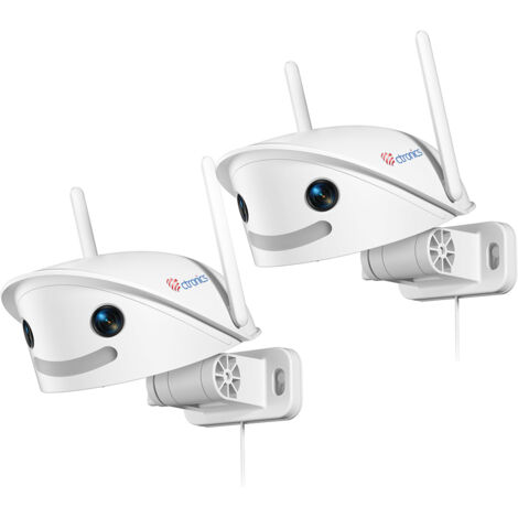 Lot de 2 Caméra Surveillance 180°Ctronics 2.5K 4MP WiFi 2.4/5 GHz Double Objectif Détection Humaine/Vehicule/Animal Vision Nocturne en Couleur