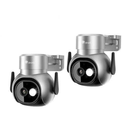 Lot de 2 Caméra Surveillance 4K 8MP Ctronics avec Projecteur, 2,4/5Ghz WiFi， Détection Humaine/Animaux/Véhicule Suivi Auto Vision Nocturne Couleur