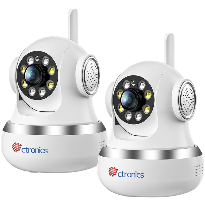 Ctronics - Lot de 2 Caméra Surveillance 3G/4G lte Intérieur avec Carte sim 360° ptz sans Fil Vision Nocturne Couleur Détection Humaine/Mouvement
