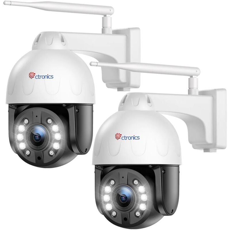 Lot de 2 Caméra Surveillance Ctronics 4K 8MP Extérieure 5X Zoom Optique, Caméra ip WiFi 2,4/5 GHz Détection Humain/Véhicule/Animaux Suivi Auto Vision