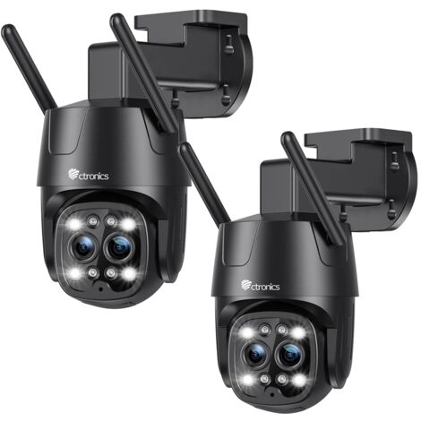 Lot de 2 caméras de surveillance WiFi 2.5K 4MP – Double objectif avec suivi auto – Détection humaine – Vision nocturne couleur 6X zoom hybride