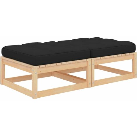 Lot de 2 Canapés de jardin avec coussins Canapé Repose-pied relax - Pin massif BV635492 - BonneVie