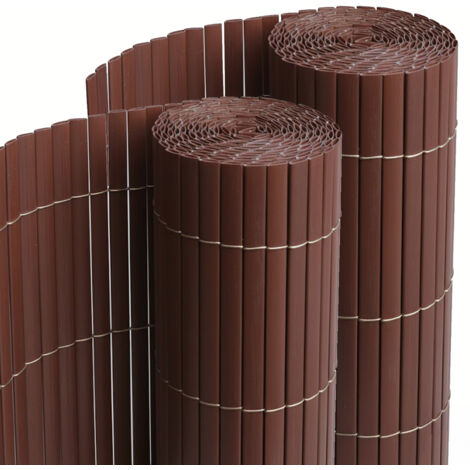 Lot de 2 Canisses Brise vue en PVC tube Plat,Clôture protection pour jardin terasse balcon coloris marron foncée