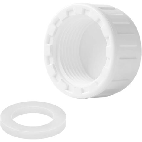 Lot de 2 Capuchons Filetés en PVC, Bouchon Raccord Tuyau à Filetage Femelle 20 mm, Siphon D'obturation avec Rondelle - 40MM-1 Pièces