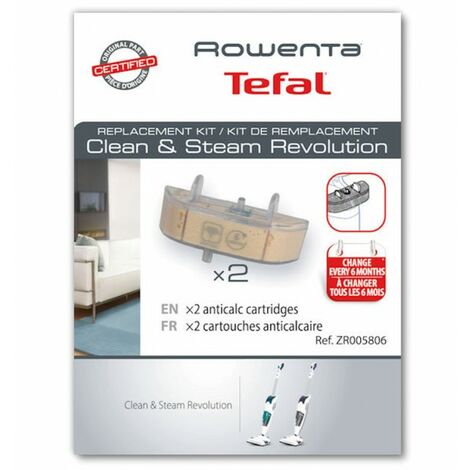 Lot de 2 Cartouches Anti-Calcaire, Plastique et Mousse pour Nettoyeur Vapeur Rowenta