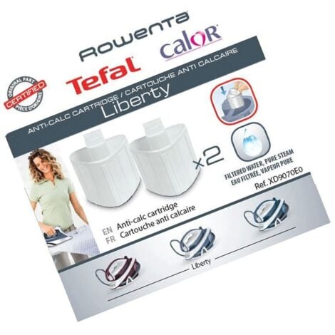 TEFAL Lot de 2 cartouches anti-calcaire pour centrales vapeur Powersteam Rowenta - Liberty Calor
