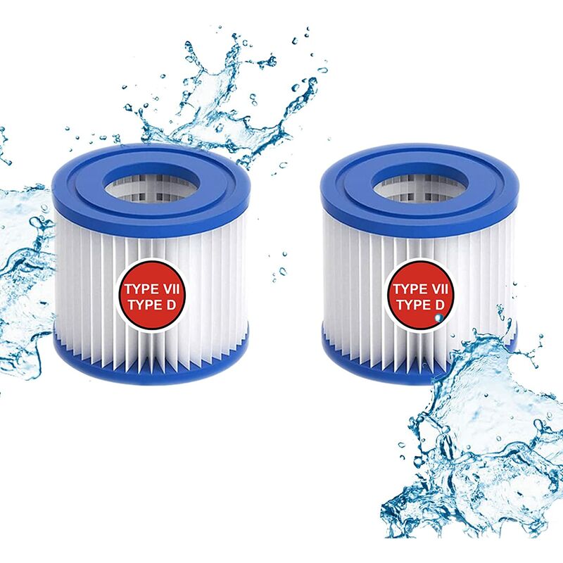 Lot de 2 cartouches filtrantes type VII & D pour Bestway pour filtre Intex Type D pour pompe de piscine SFS-350, SFS-600, RP-350, RX-600