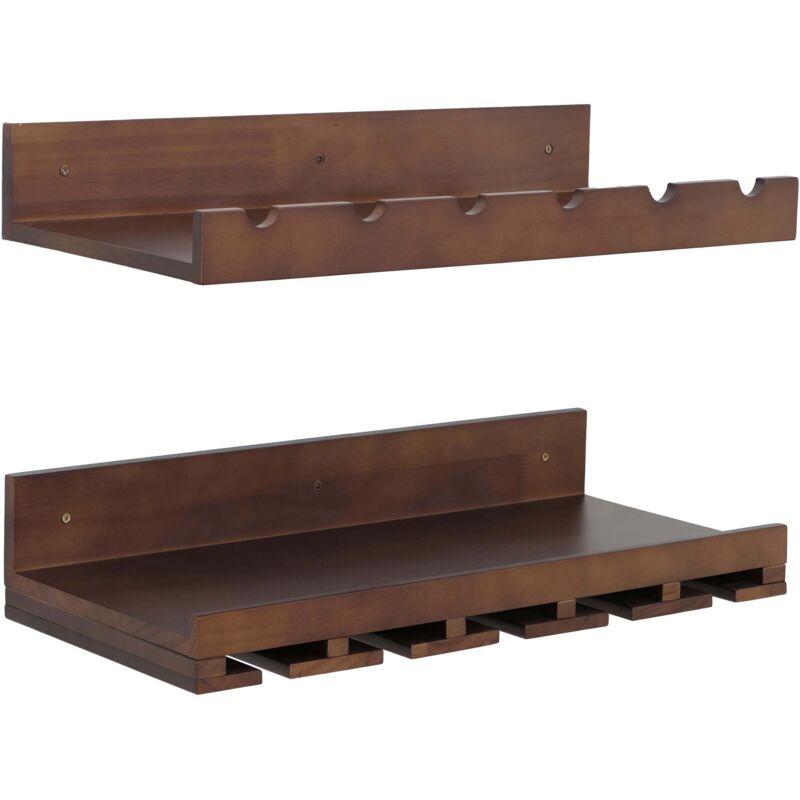 Lot de 2 casiers à vin HHG-707, porte-verres/bouteilles, bar mural pour 6 bouteilles/15 verres, bois certifié MVG, 61 x 28 cm, marron Lot de 2 casiers à vin HHG-707, porte-verres/bouteilles, bar mural pour 6 bouteilles/15 verres, bois certifié MVG, 61 x 28 cm, marron