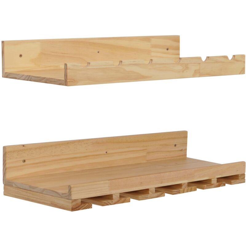 Lot de 2 casiers à vin HHG-707, porte-verres/bouteilles Bar mural pour 6 bouteilles/15 verres Bois certifié MVG 61 x 28 cm, naturel Lot de 2 casiers à vin HHG-707, porte-verres/bouteilles Bar mural pour 6 bouteilles/15 verres Bois certifié MVG 61 x 28 cm, naturel